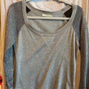 Townsen Womens Sweater Size XS Gray Metallic Long Sleeve Crewneck Top